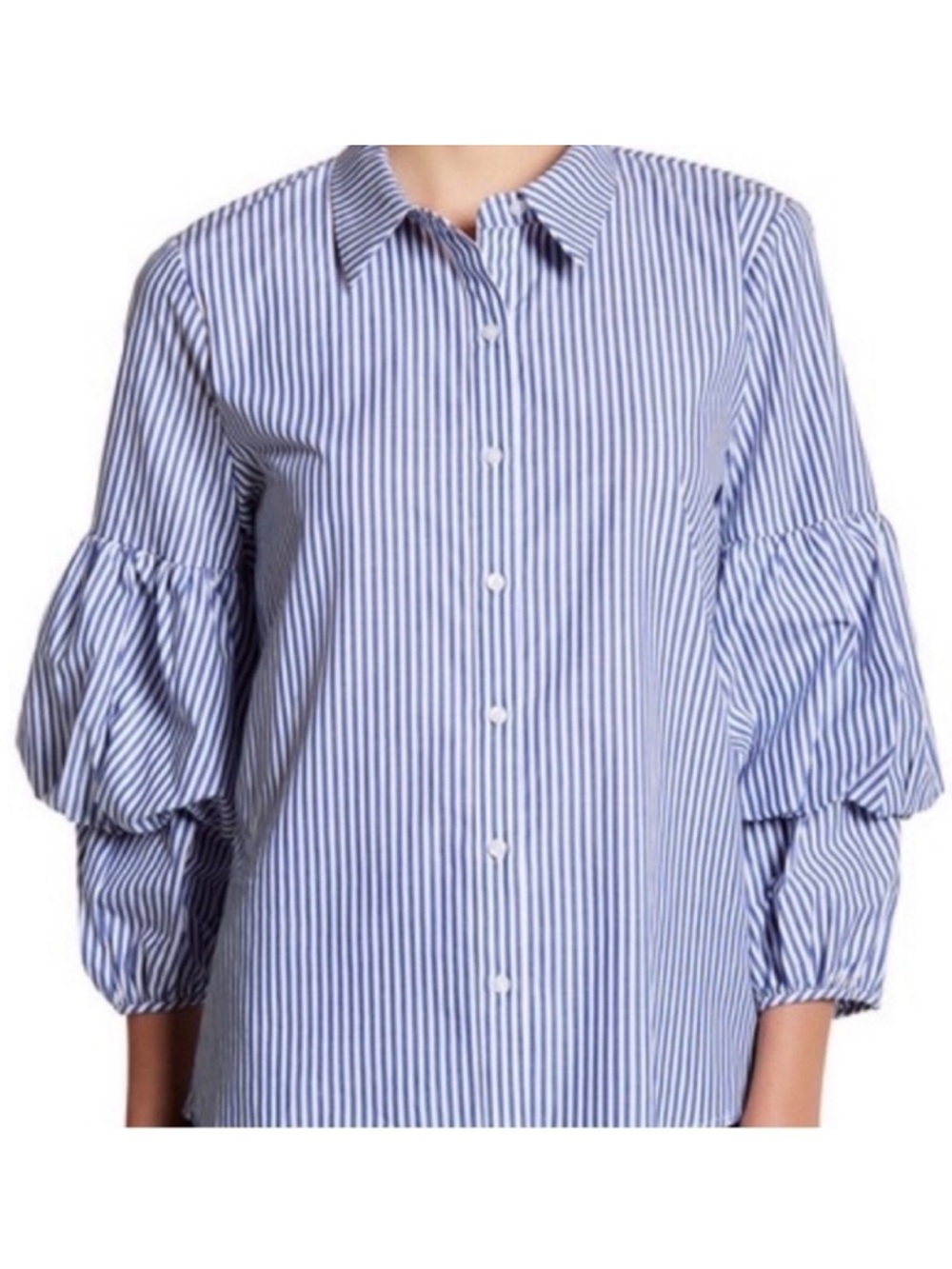 Ro & De | Top | Ruched Long Sleeve Button Down